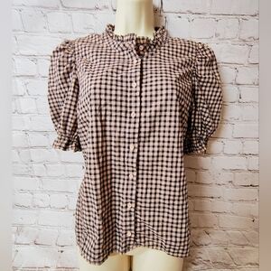Nation LTD Black and Tan Checkered Button Down Shirt